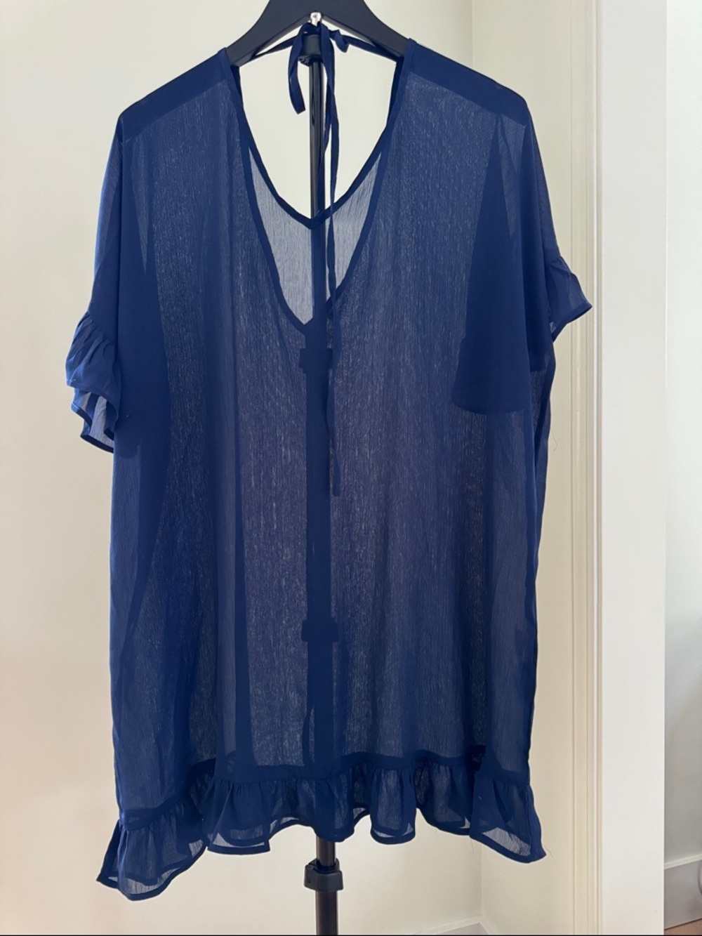Navy Sheer Swim Coverup Dress Size Small